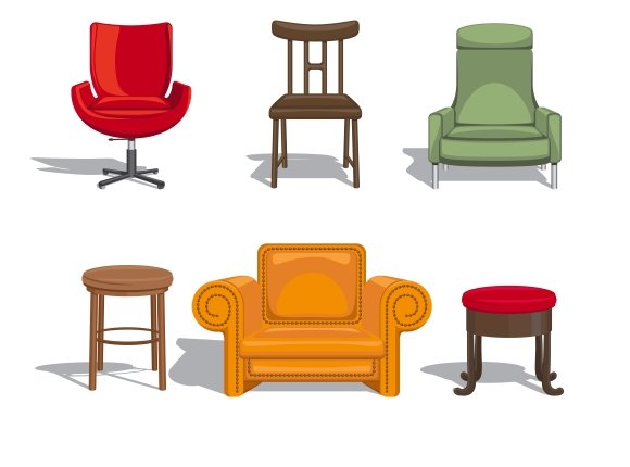 Chairs, armchairs, stools icons cover image.