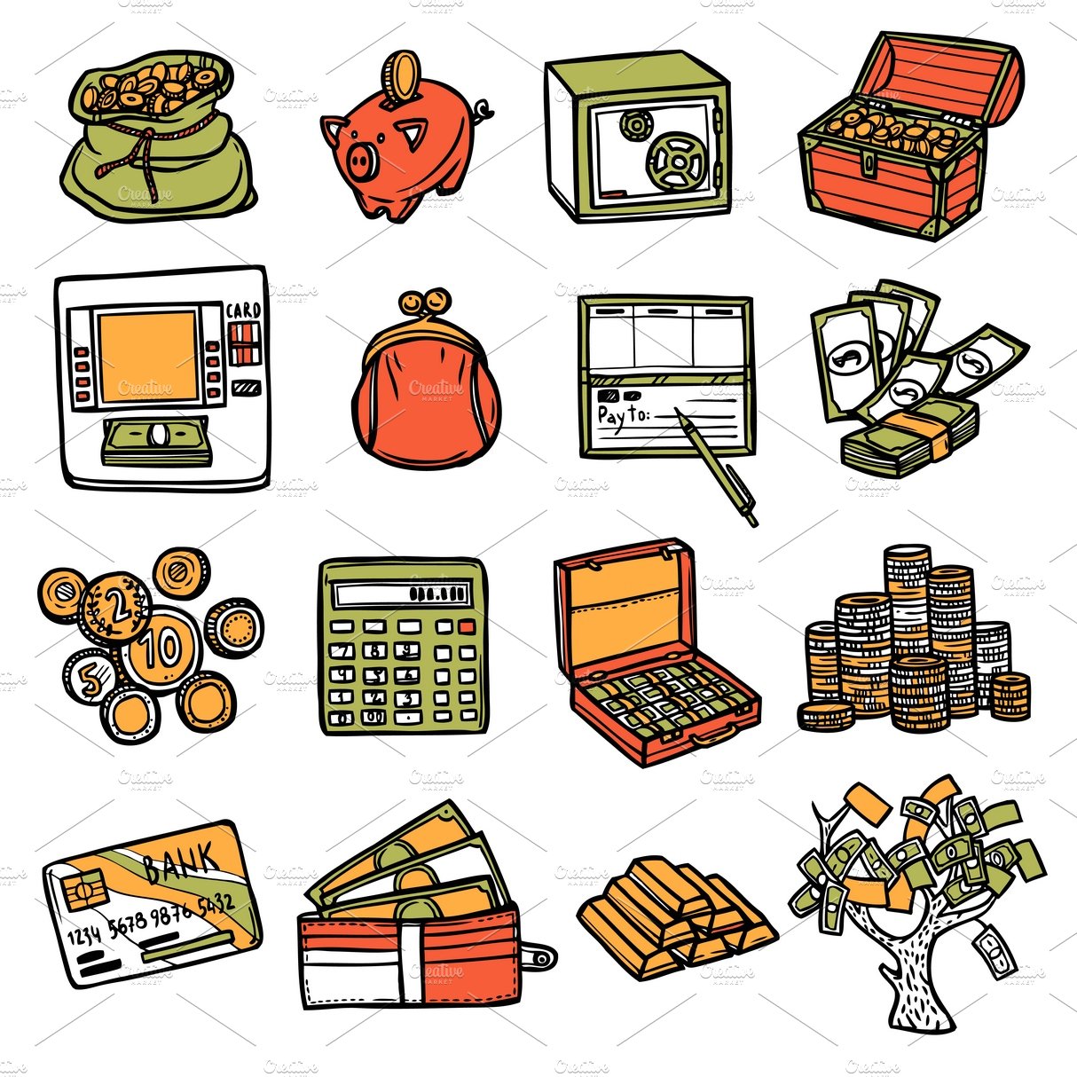 Financial sketch hand drawn icons cover image.