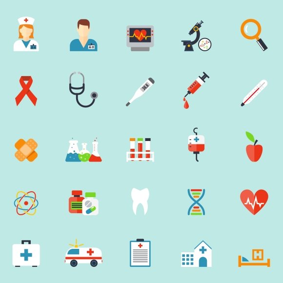 Medicine and health care icons preview image.