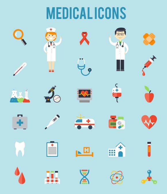 Medicine and health care icons cover image.