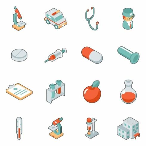 Medicine and health care 3d icons cover image.