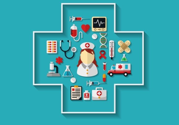 Health care and medicine icons cover image.