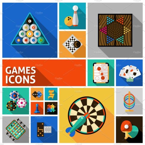 Games decorative icons set cover image.