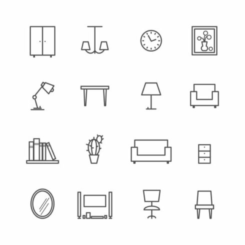 Home related furniture icons cover image.