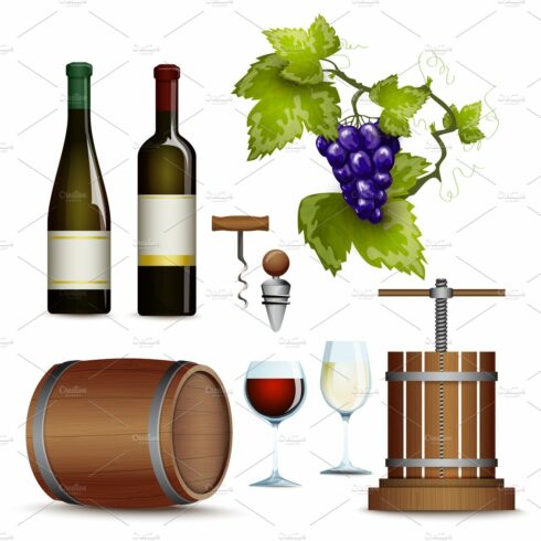 Wine icons collection flat cover image.