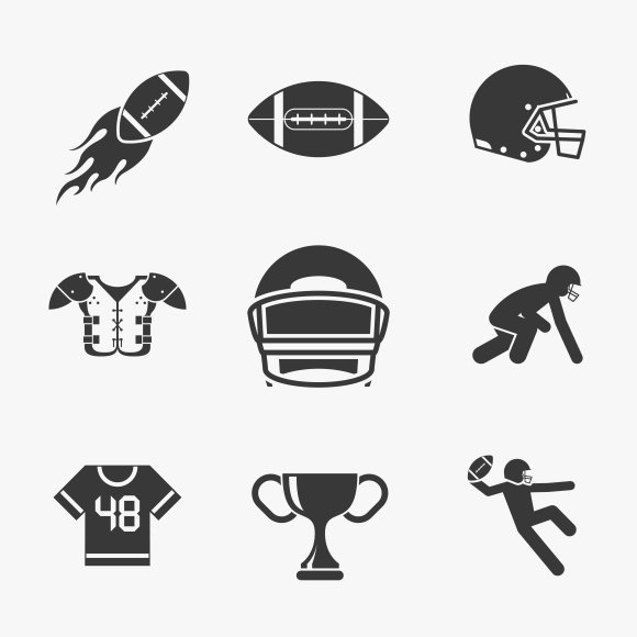 Rugby and american football icons cover image.