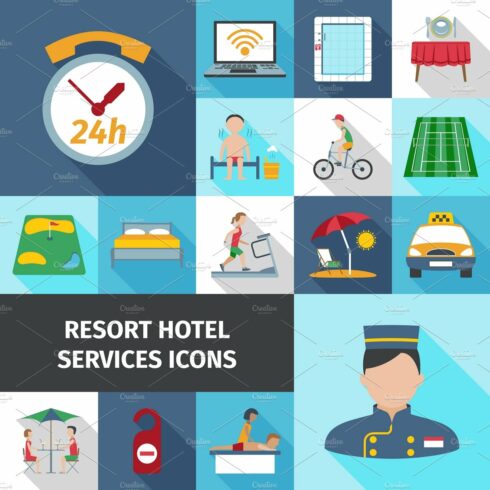 Hotel and resort services icons cover image.