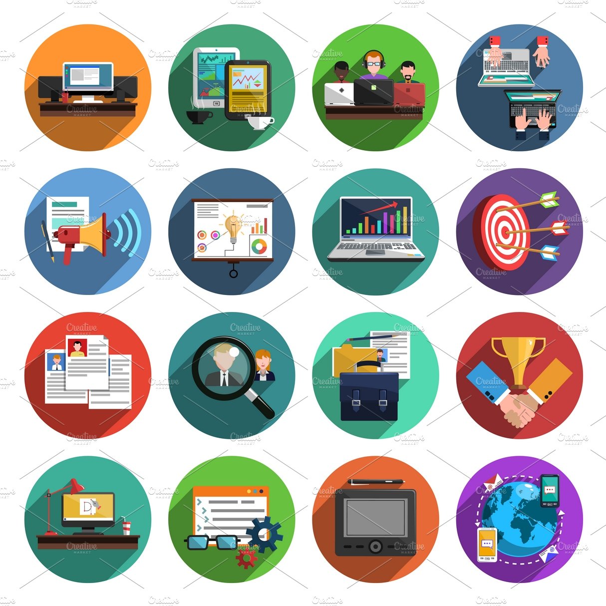 Freelance flat icons collection cover image.