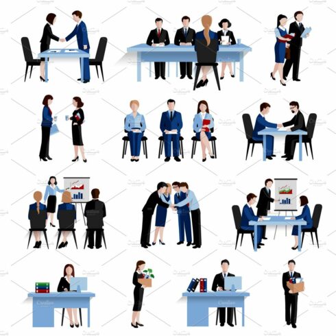 Human resources concept icons set cover image.