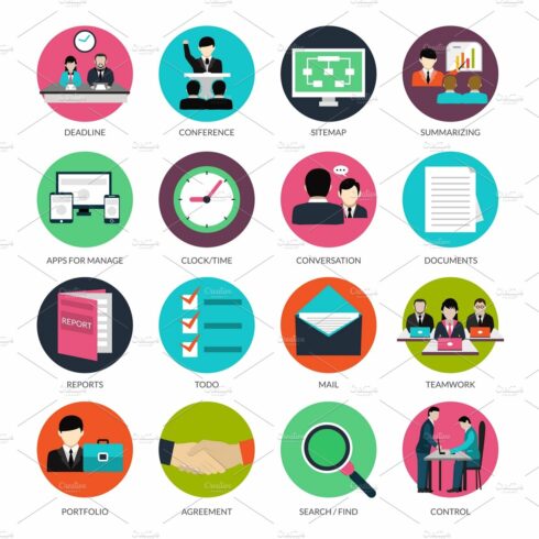 Project management icons cover image.