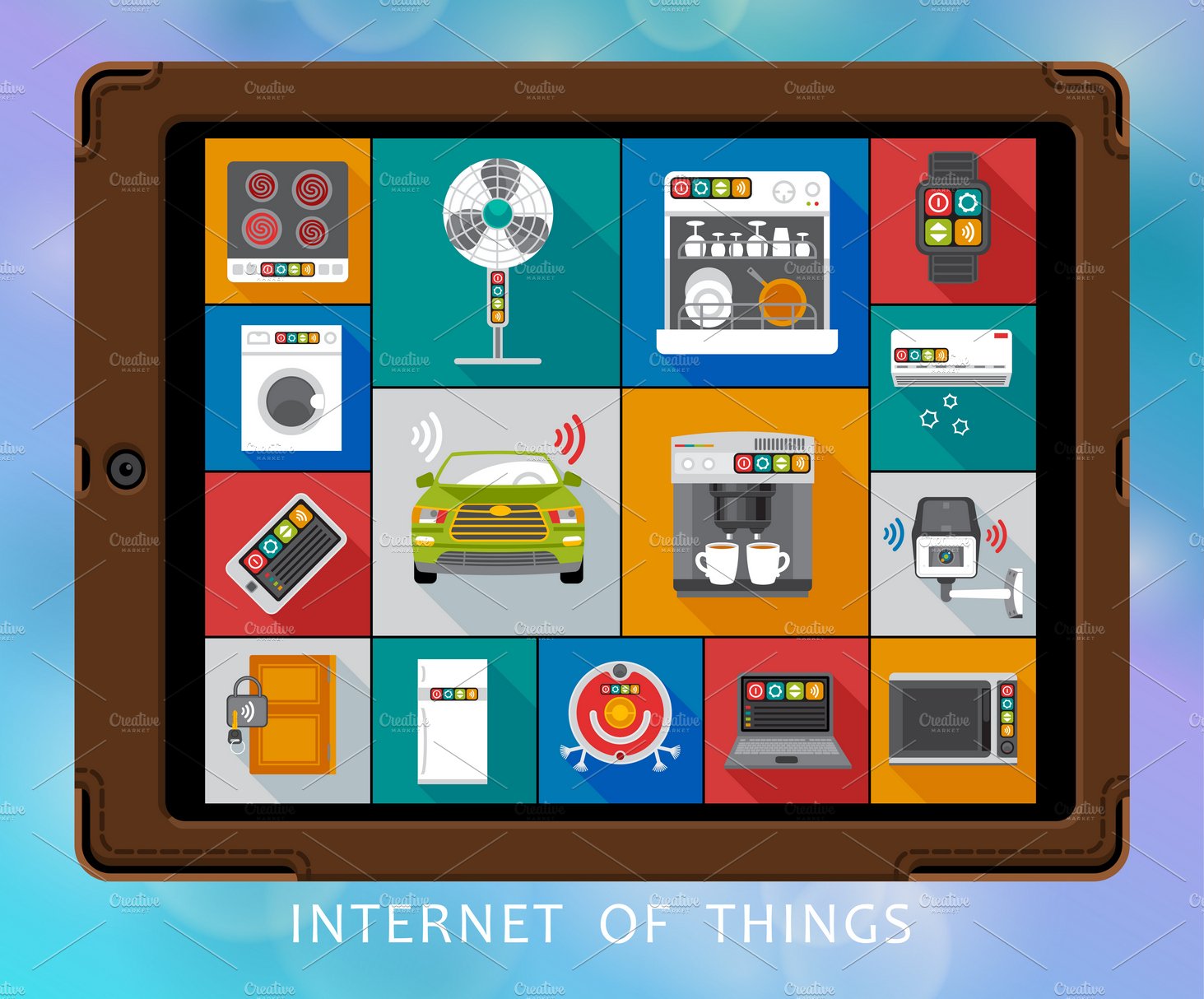 Internet of things flat icons cover image.