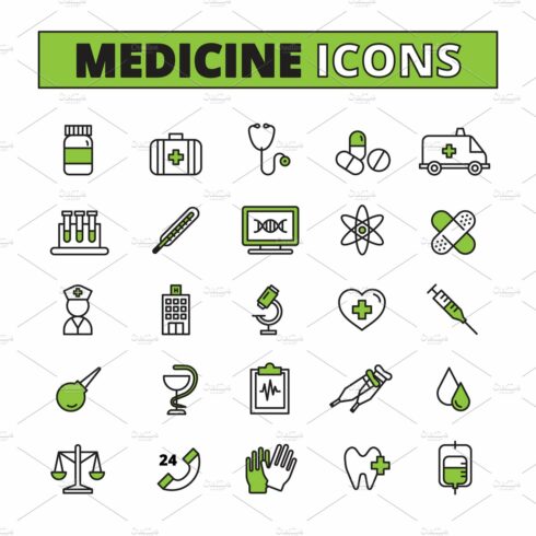 Medical line icons set cover image.