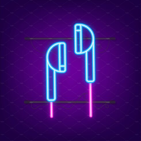 Music neon icon in flat style. Music cover image.