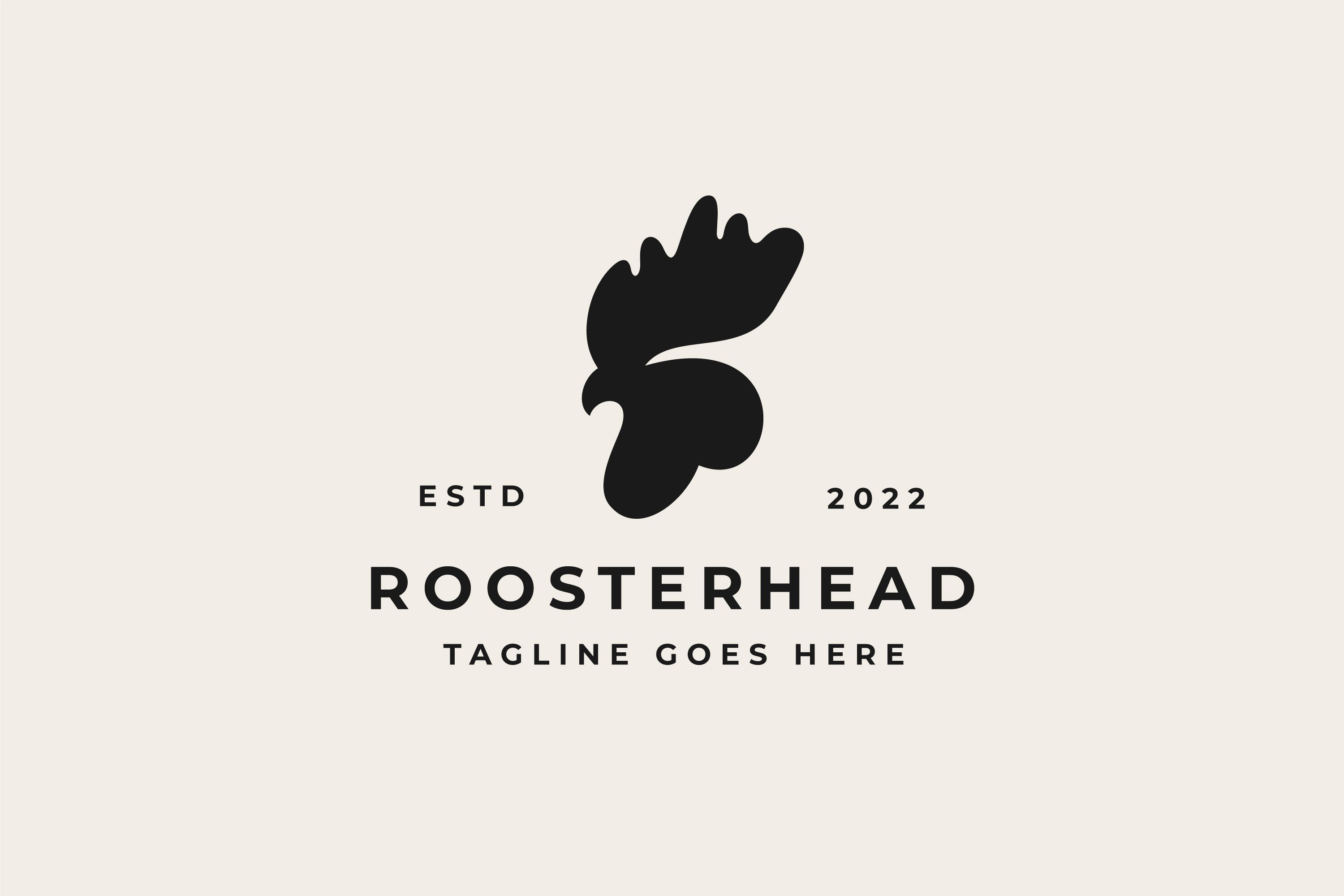 Retro Hipster Rooster Head Logo cover image.