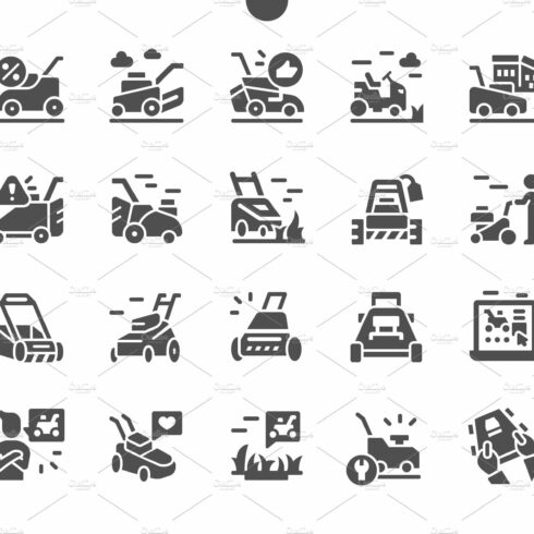 Lawn mower Icons cover image.