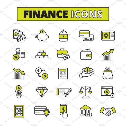 Finance business pictograms set cover image.