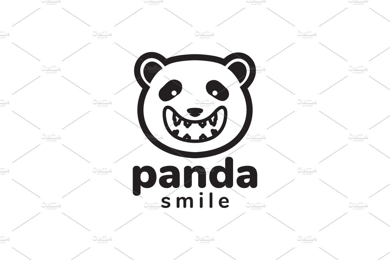 face panda cute big smile logo cover image.