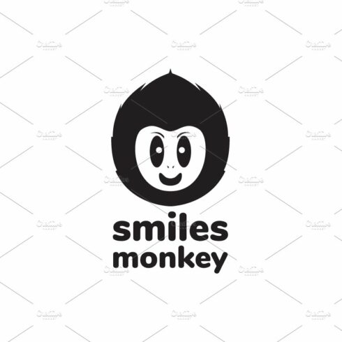 black cute face monkey smile logo cover image.