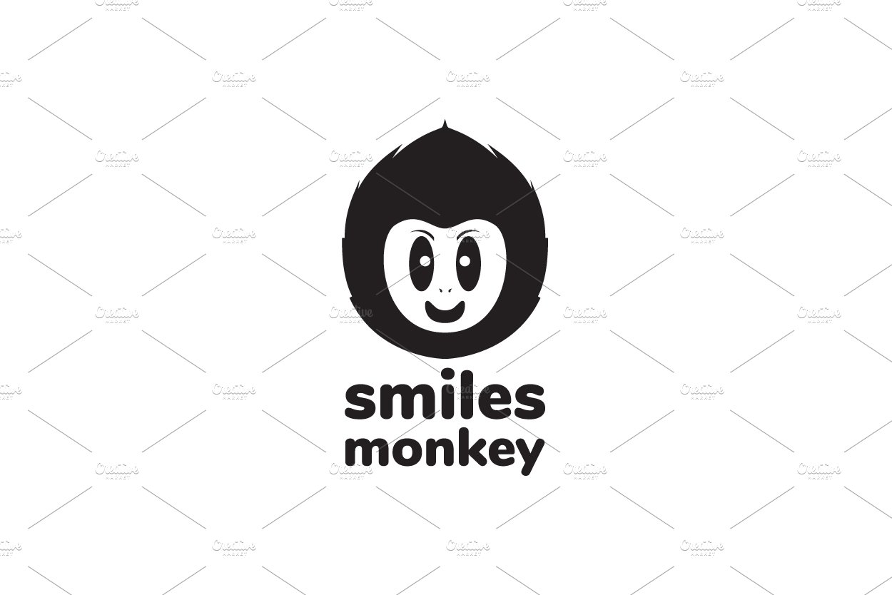 black cute face monkey smile logo cover image.