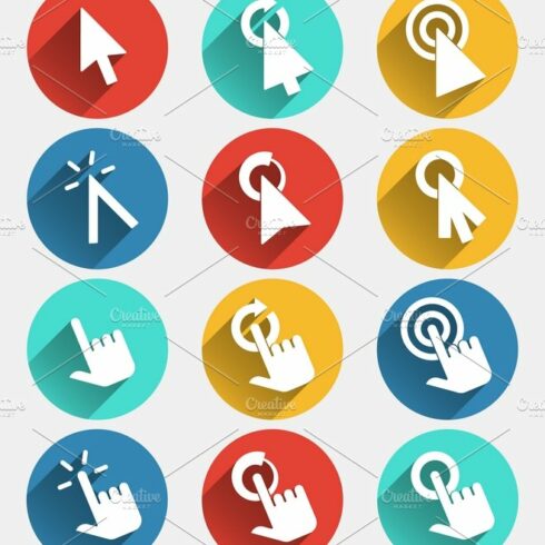 Hand cursor, arrow and click icons cover image.