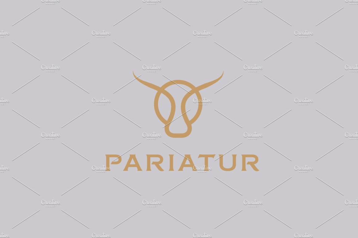 Bull taurus vector logo. Linear cow steak creative logotype cover image.