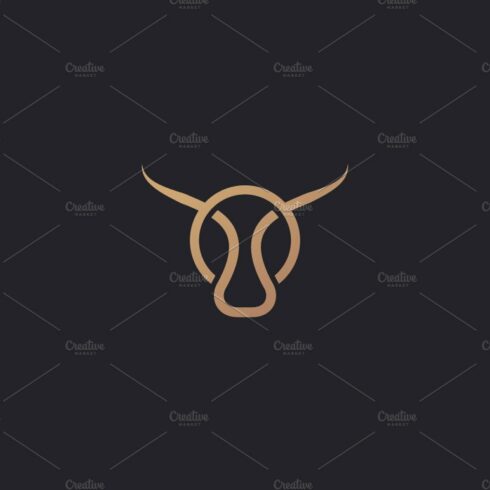 Bull taurus vector logo. Linear cow steak creative logotype cover image.