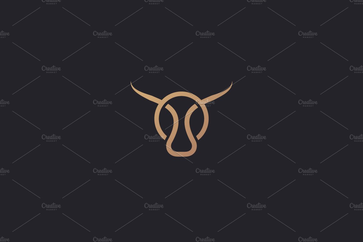 Bull taurus vector logo. Linear cow steak creative logotype cover image.