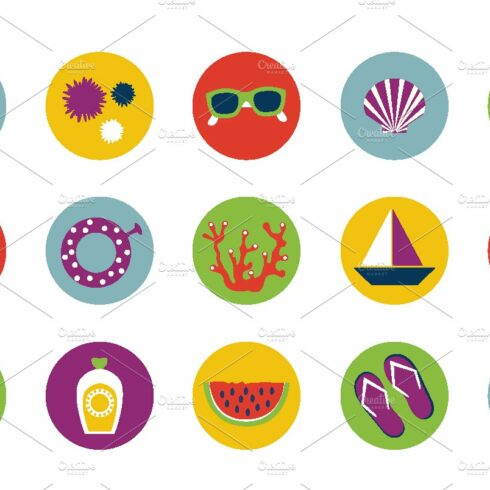 Set of summer modern icons. cover image.