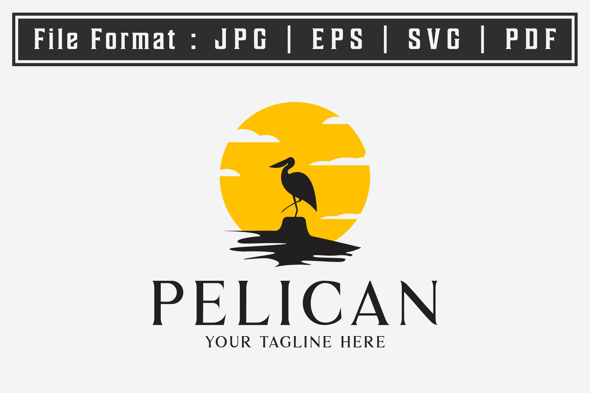 california pelican logo icon vector cover image.