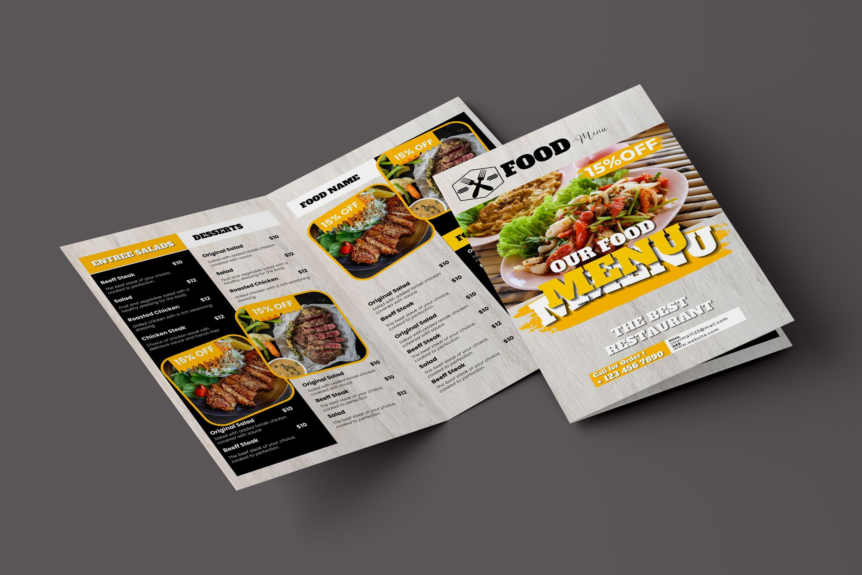 BiFold Food Menu Brochure Template cover image.