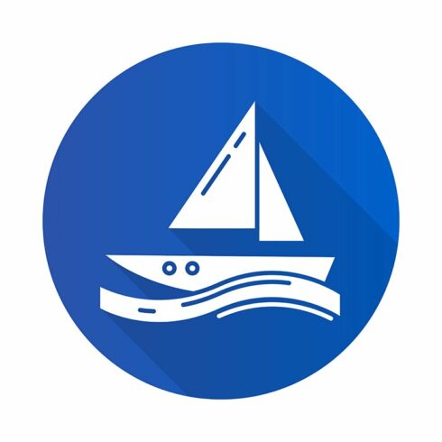 Sailing blue flat design glyph icon cover image.