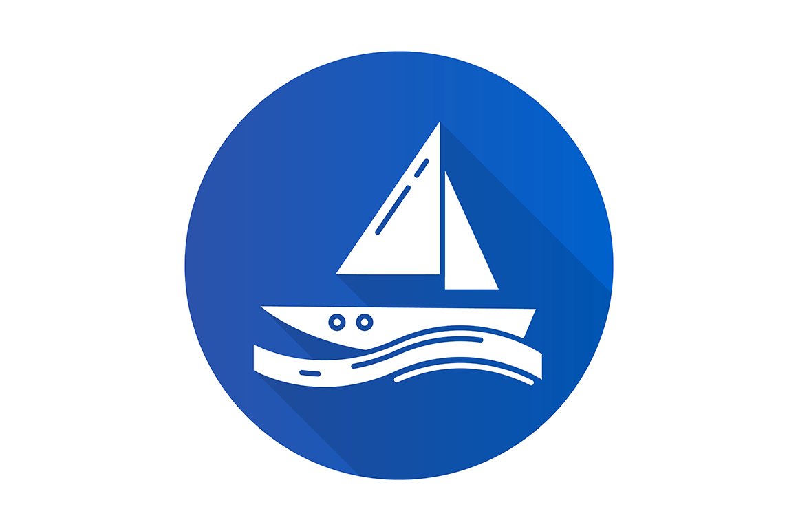 Sailing blue flat design glyph icon cover image.