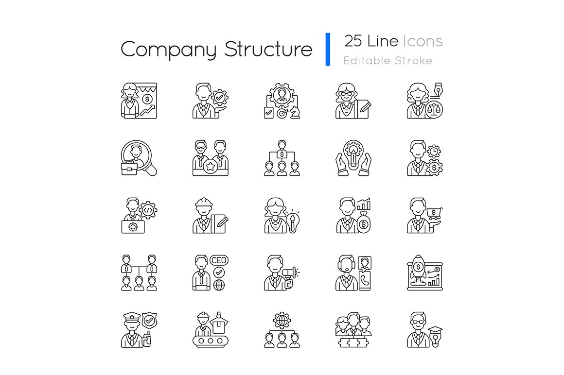 Company structure linear icons set cover image.