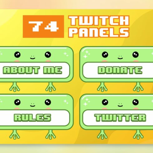 74x Cute Frog Twitch Panels cover image.
