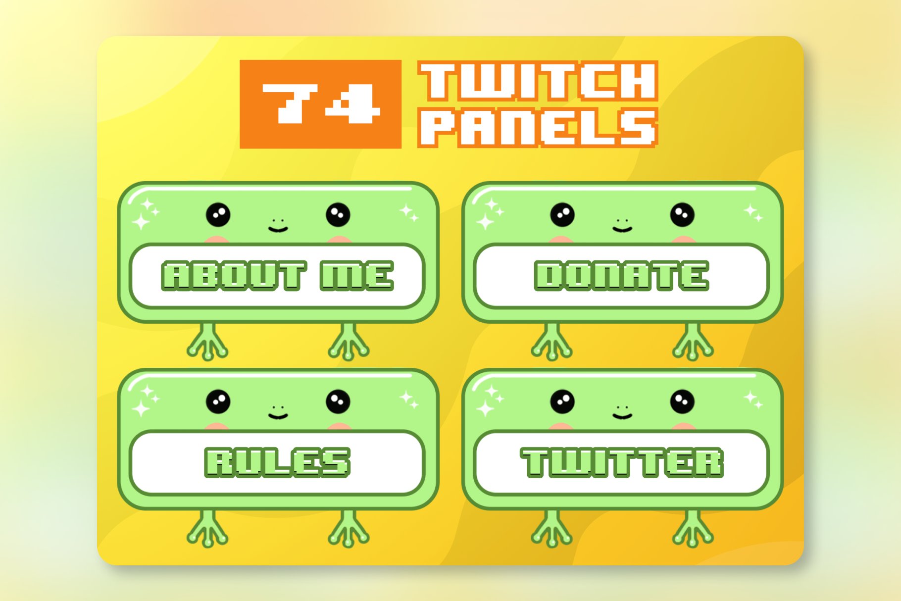 74x Cute Frog Twitch Panels cover image.