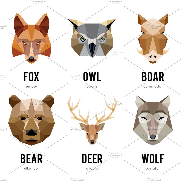 Low polygon animal logos cover image.