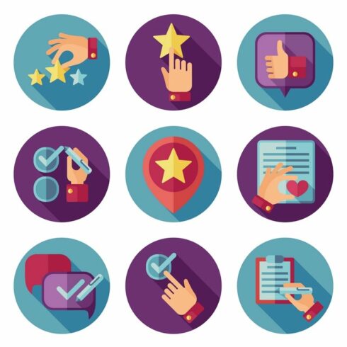 Customer service vector icons set cover image.