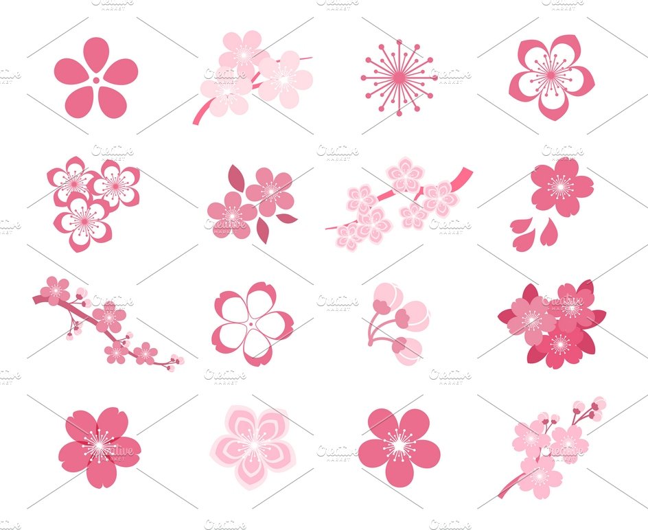 Blossom japanese sakura icon set cover image.