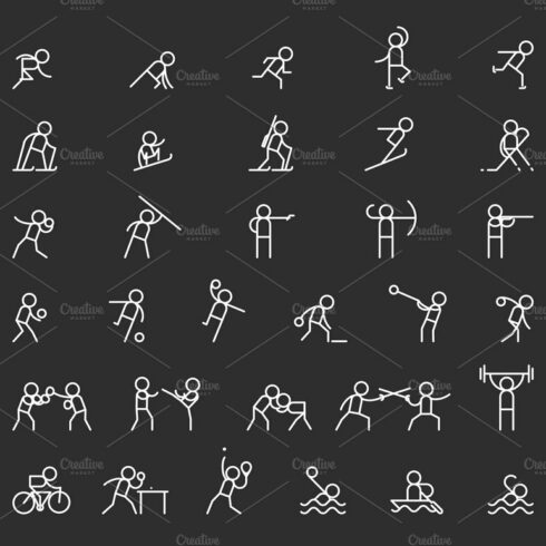 Sports thin line icons cover image.