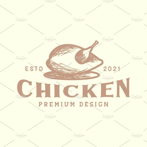 grilled chicken vintage logo design cover image.