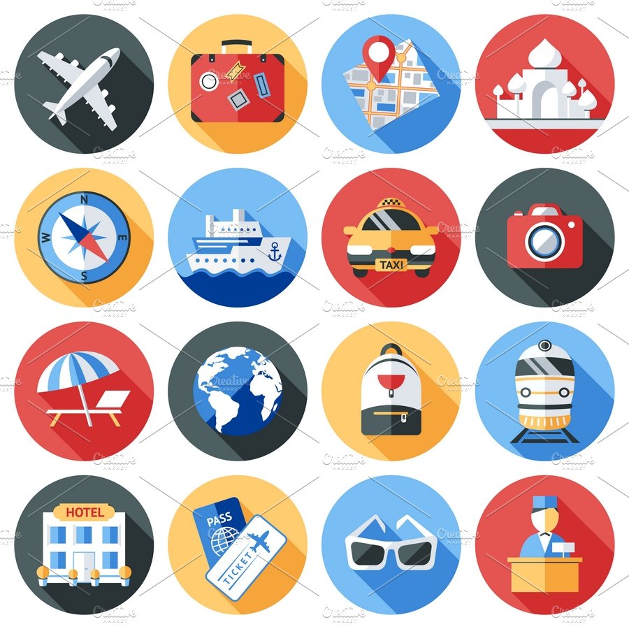 Travel Icon Flat Set cover image.