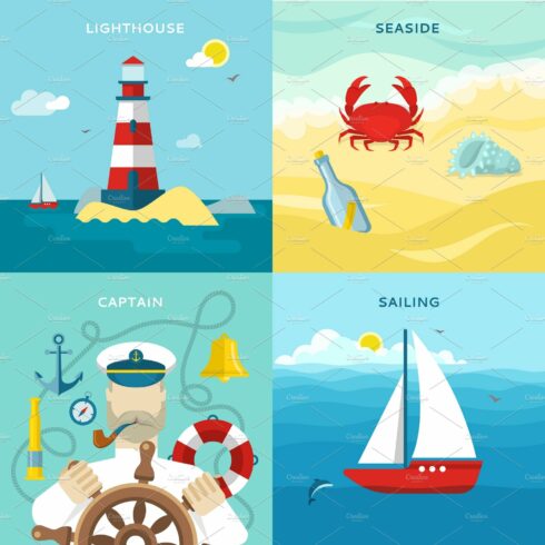Nautical Colored Icons Set cover image.
