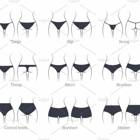 Female panties types icons cover image.