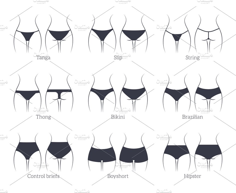 Female panties types icons cover image.