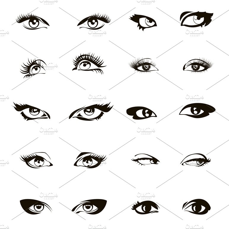 Woman eye set vector cover image.