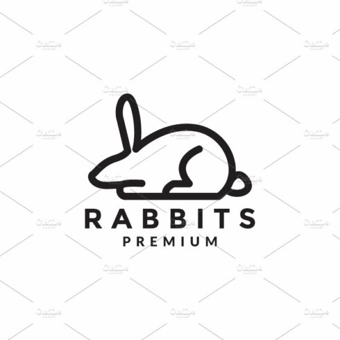lines art cute rabbits pets logo cover image.