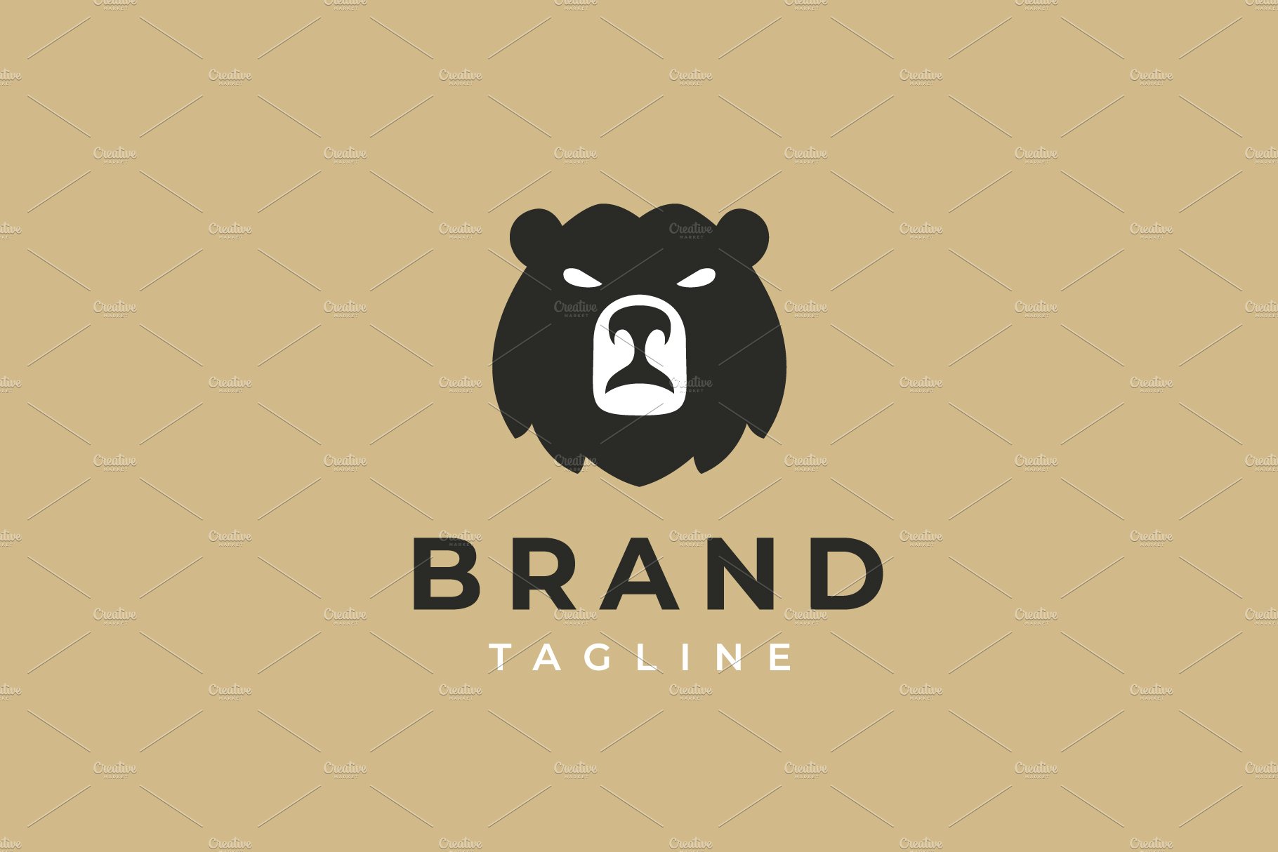 Bear head logo icon design template. cover image.