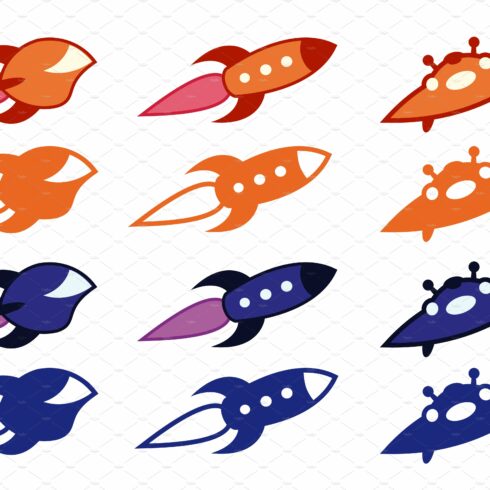 Cartoon spaceships vector icon set cover image.