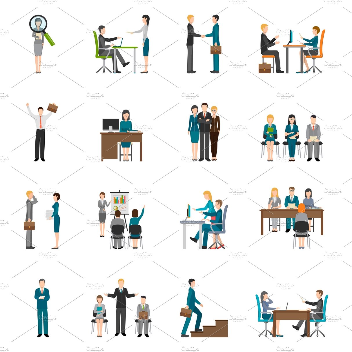 Recruitment HR people icons set cover image.