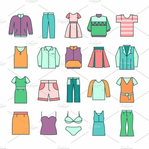Women clothing icons cover image.